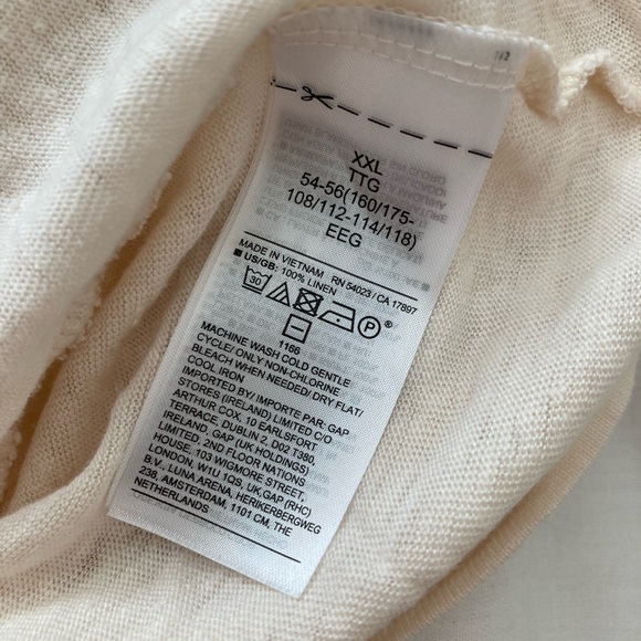 Banana Republic cream white linen cuffed muscle tank top shirt blouse XXL 2XL - Picture 9 of 9